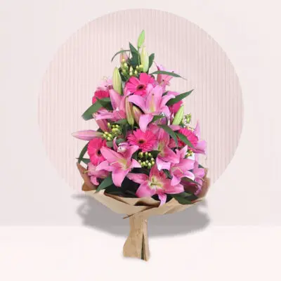 Lavish Gerbera Pink Lily Glow