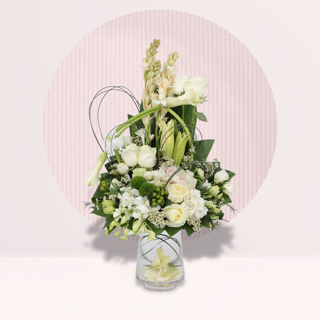 Vase With Flower White Rose And Some Flowers