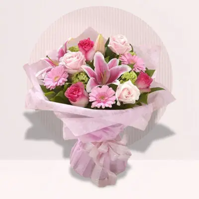 Lavish Pink Lilly with Pink Gerberas