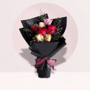 Roses of Delight Black Wrap Bouquet