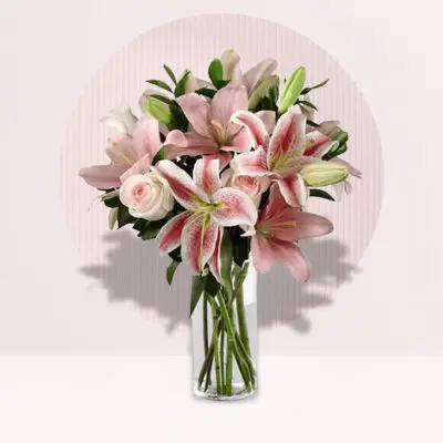 Stargazer Pink Lilly Rose Vase