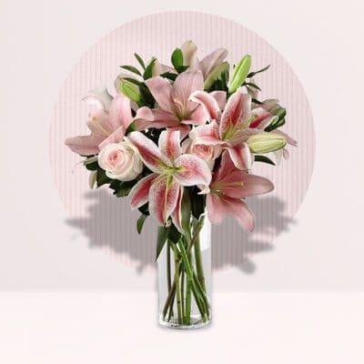 Stargazer Pink Lilly Rose Vase