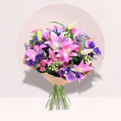 Bouquet of Lavish Pink Lilly and Lisianthus