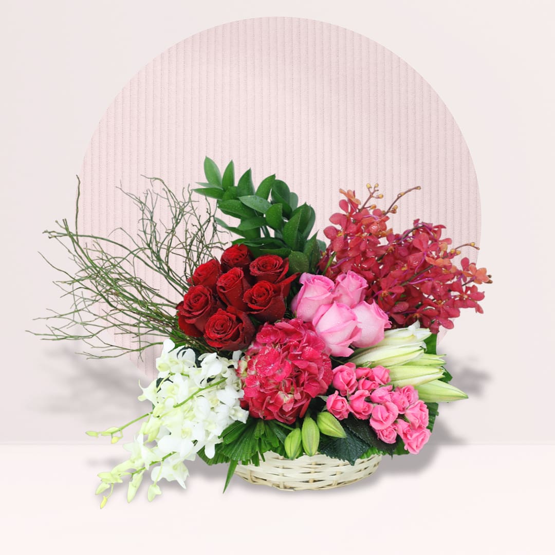 Basket Of Flower Mixed Flowers