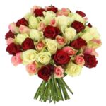 50 Roses of Thrice Colour Hand Tied Bouquet