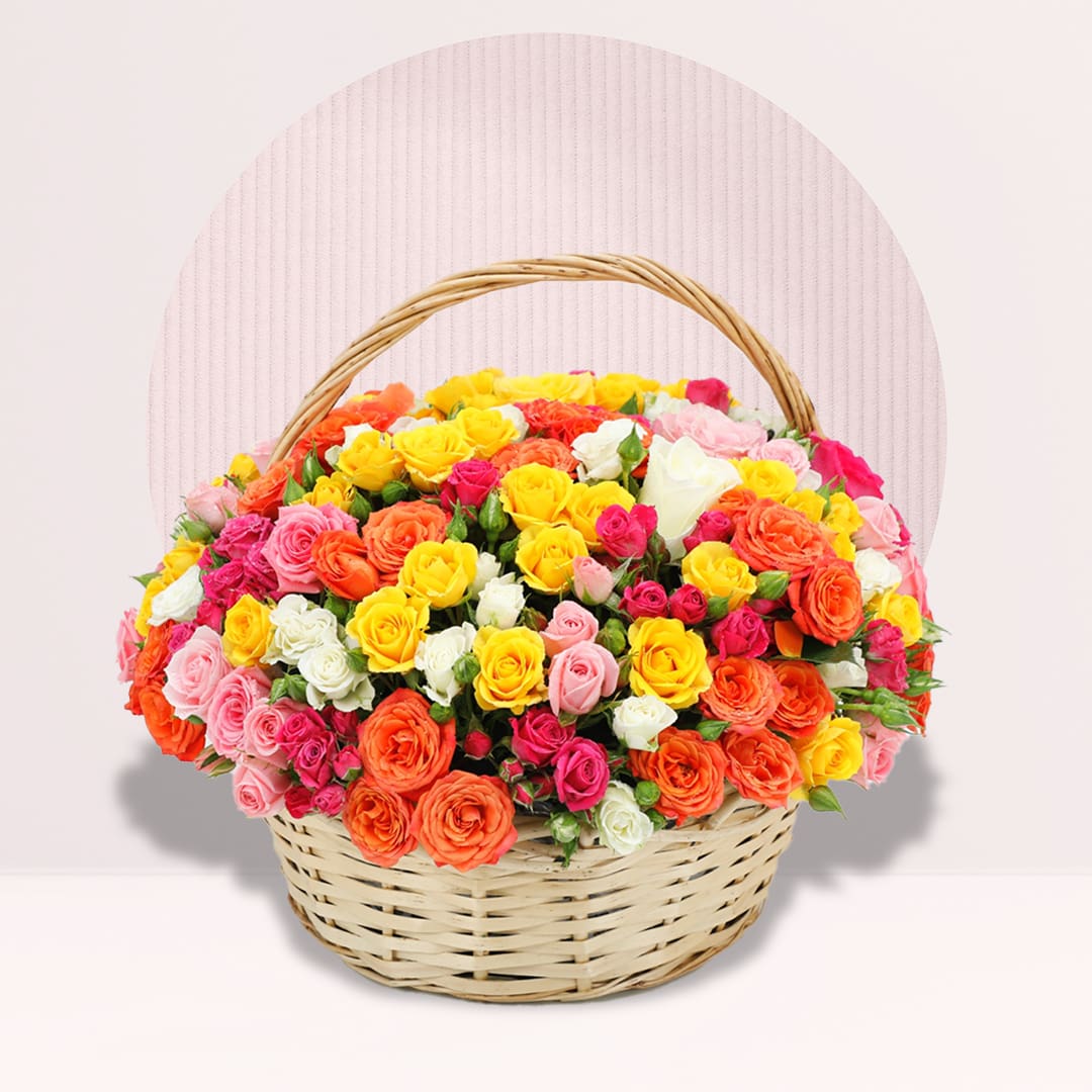 Basket Of Flower Colourfull Basket