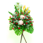 Mixed fresh flower arrangement for grand opening.
