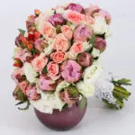 Wedding Bridal Bouquet made with of mix flowers.