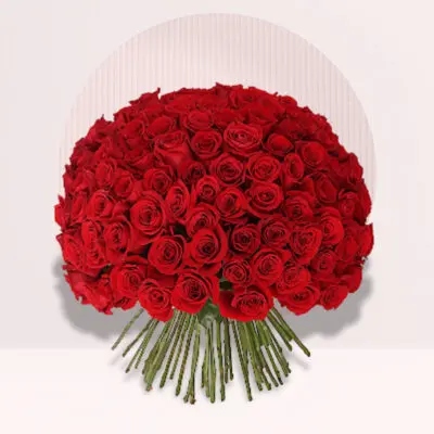 100 Red Roses Hand Tied Bouquet