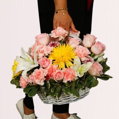 Rose Basket Of Flowers