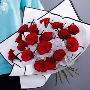 Red Roses with White Wrap
