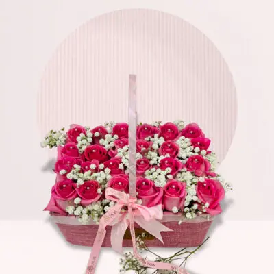 Dots Of Love-Pink Rose Gypso Basket