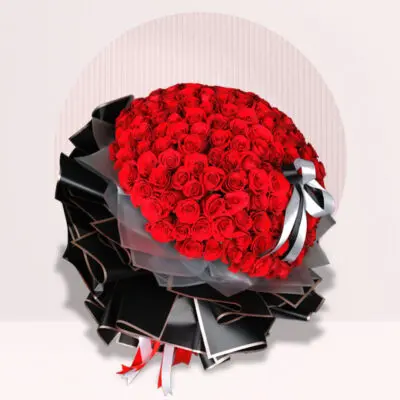 100 Red Roses Bouquet – Lovable Romantic Roses