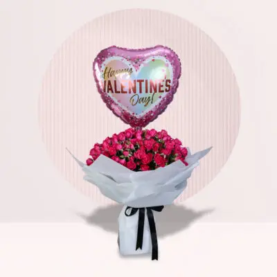 Striking Pink with Happy Valentines Balloon