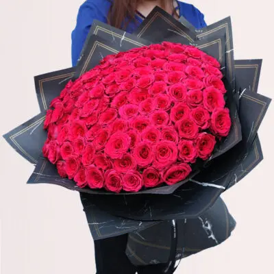 Dazzling Dark Pink Rose Bouquet