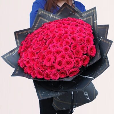 Dazzling Dark Pink Rose Bouquet