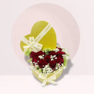 Golden Heart Red Roses