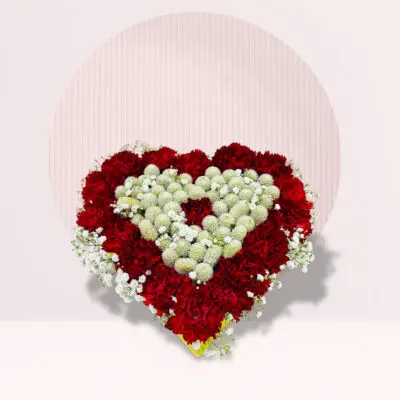 Red & White Floral Heart