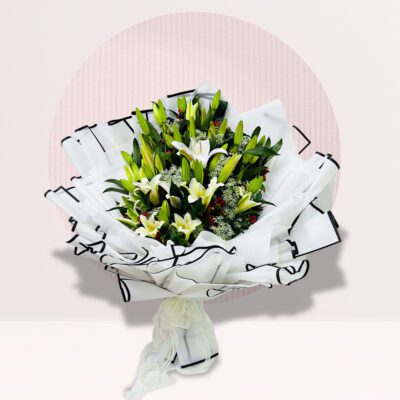Blissful White Lily Bouquet