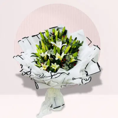 Blissful White Lily Bouquet