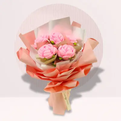 Graceful Pink Crocheted Roses