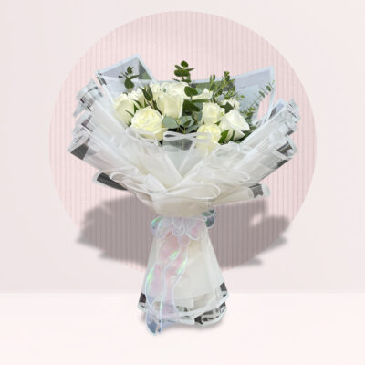 order white rose flower bouquet online