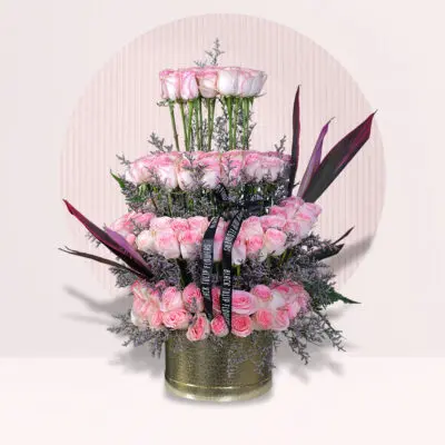 order pink rose table flower arrangement online