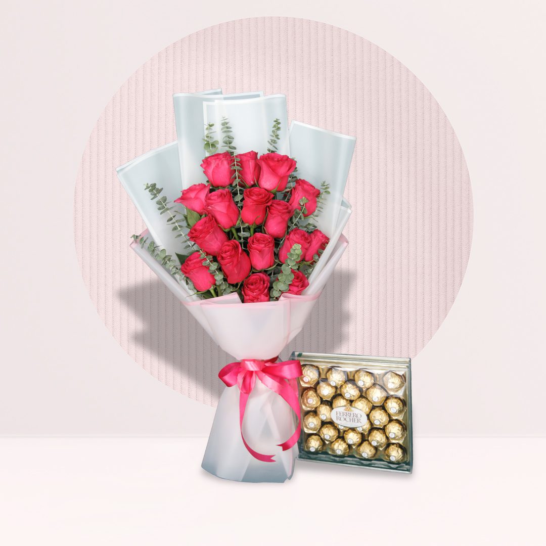 1(1) roses and ferrero rocher bouquet for valentine