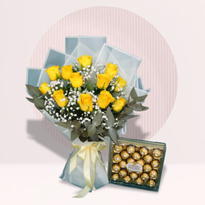 order yellow rose ferrero rocher flower bouquet