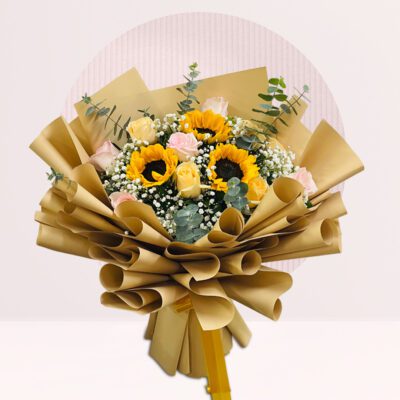 buy sunflower and rose bouquet online