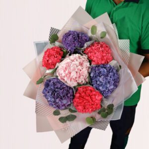 Colorful hydrangea arrangement