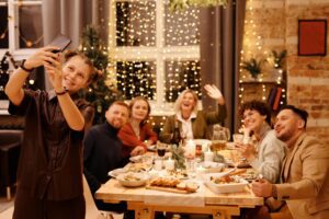 Dinner With Family Friends Enjoy The New Year night Home Party