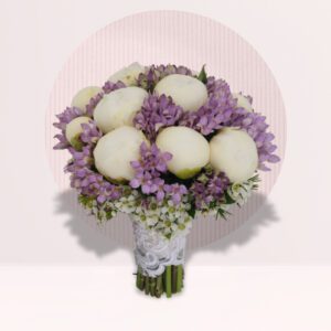 10 White Peonies and 10 Stem Wax.