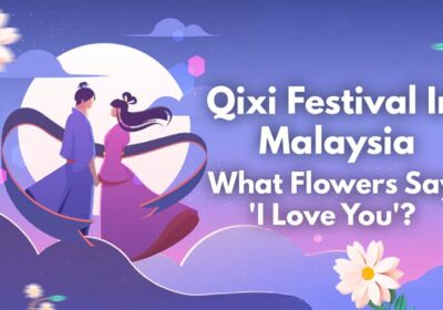 "Romantic flower bouquet for Qixi Festival in Malaysia featuring roses, lilies, and carnations – perfect for love and celebration."