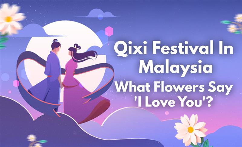 "Romantic flower bouquet for Qixi Festival in Malaysia featuring roses, lilies, and carnations – perfect for love and celebration."