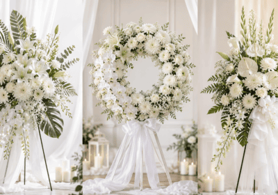 Funeral flower etiquette in Malaysia – traditional white and yellow flowers symbolizing respect, sympathy, and condolences
