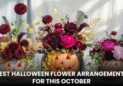 Best Halloween flower arrangements with spooky roses, black lilies, and pumpkins for October décor