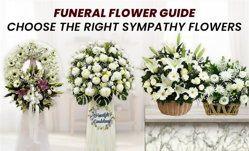 Funeral flower guide showing different sympathy flower options to help choose the right arrangement.