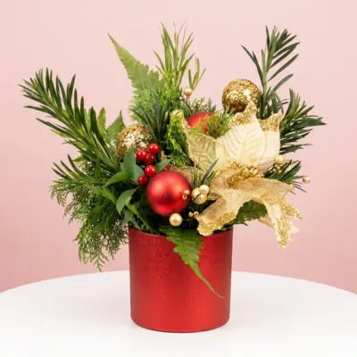 Golden Glow Christmas Table Arrangement