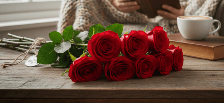8 roses on Valentine’s Day symbolizing support and encouragement