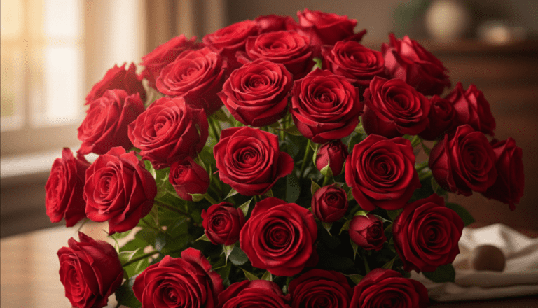 Bouquet of red roses showing passion and undeniable love