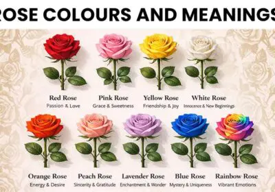 Valentine’s Day rose colors and meanings including red, pink, white, and other romantic shades.