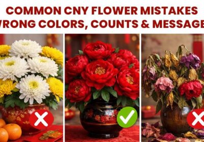 Common Chinese New Year flower gifting mistakes including white flowers, unlucky numbers and wrong symbolic meanings