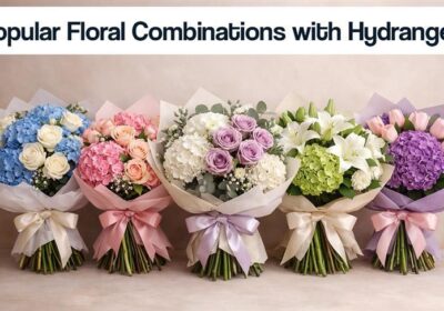A vibrant display of popular floral combinations featuring hydrangeas alongside various complementary flowers