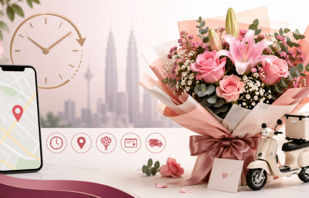 Fresh flower bouquet arranged for same-day flower delivery with elegant wrapping and vibrant seasonal blooms