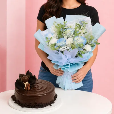 Chocolate Mousse & Flowers Combo