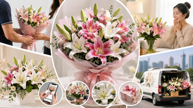 Fresh lily bouquet delivery in Malaysia featuring elegant blooms, premium wrapping, and same-day flower delivery for special occasions.