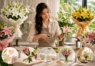 Fresh lily bouquet in Malaysia with elegant blooms, perfect for gifting, featuring lily meanings, bouquet types, and care tips.