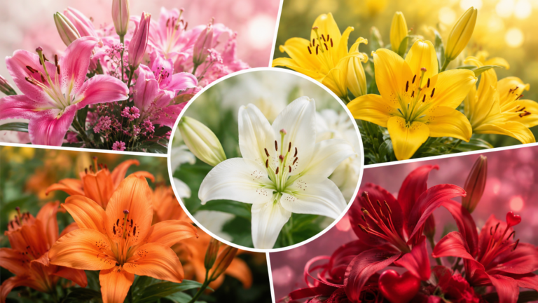 Beautiful lily flowers symbolizing purity, love, renewal, sympathy, and devotion, perfect for meaningful gifts and special occasions.