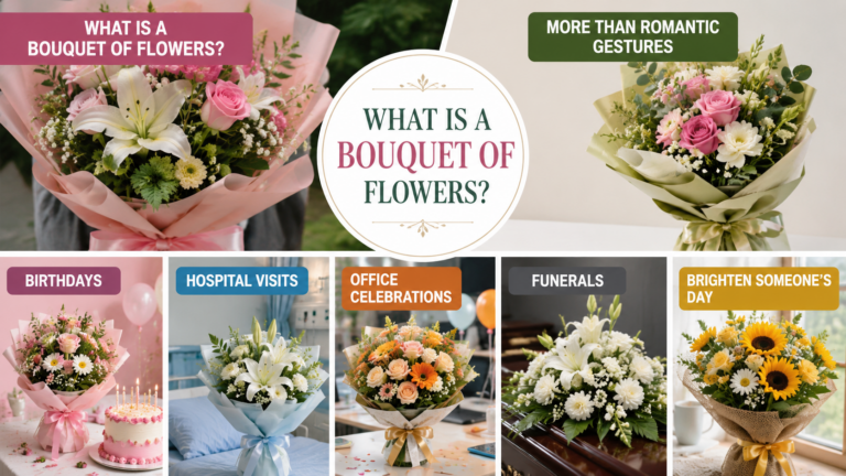 A beautifully arranged bouquet of fresh flowers featuring colorful blooms and greenery, designed for gifting, decoration, or special occasions.